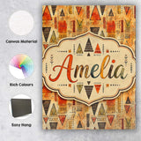 Personalised Name Abstract Tribal Triangle Custom  Unique Gift Idea Elegant Feature Canvas Wall Art Print Decor Picture Ready to Hang