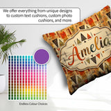 Custom Name Abstract Tribal Triangle Shapes Warm Earthy Seamless Square Filled Cushion Throw Pillow Sofa Bed Home Decor Zip Washable UK Made