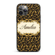 Golden Ornamental Baroque Seamless Classic Luxury Custom Name Protective Phone Case Mobile Cover Durable Everyday Smartphone Shock Resistant