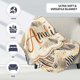 Modern Brush Stroke Neutral Abstract Seamless Pattern Design Lovely  Personalised Custom Name Super Soft Fleece Blanket Bed Sofa Throw