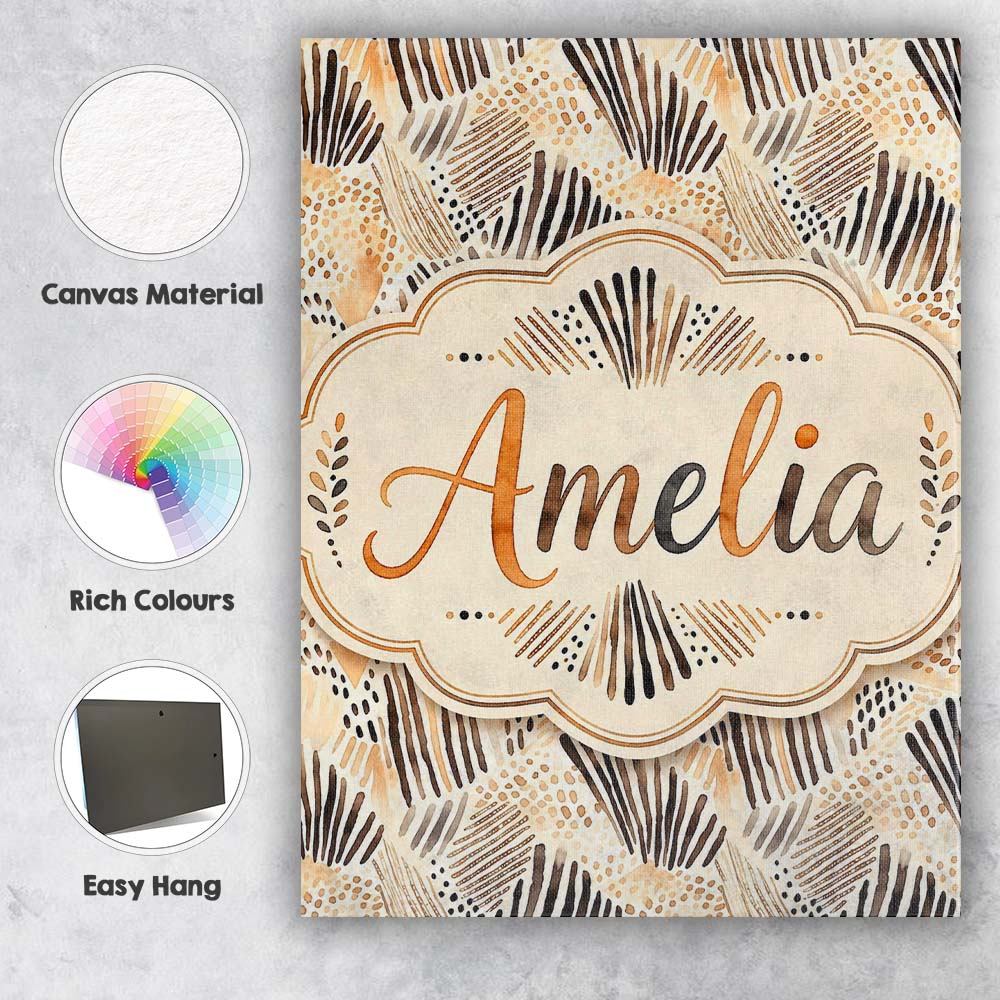 Personalised Name Modern Brush Stroke Custom Stylish Home Interior Contemporary Display Canvas Wall Art Print Decor Picture Ready to Hang