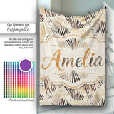 Modern Brush Stroke Neutral Abstract Seamless Pattern Design Lovely  Personalised Custom Name Super Soft Fleece Blanket Bed Sofa Throw