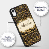 Golden Ornamental Baroque Seamless Classic Luxury Custom Name Protective Phone Case Mobile Cover Durable Everyday Smartphone Shock Resistant