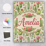 Personalised Name Watercolor Cactus Succulent Custom Unique Gift Idea Modern Room Accent Canvas Wall Art Print Decor Picture Ready to Hang