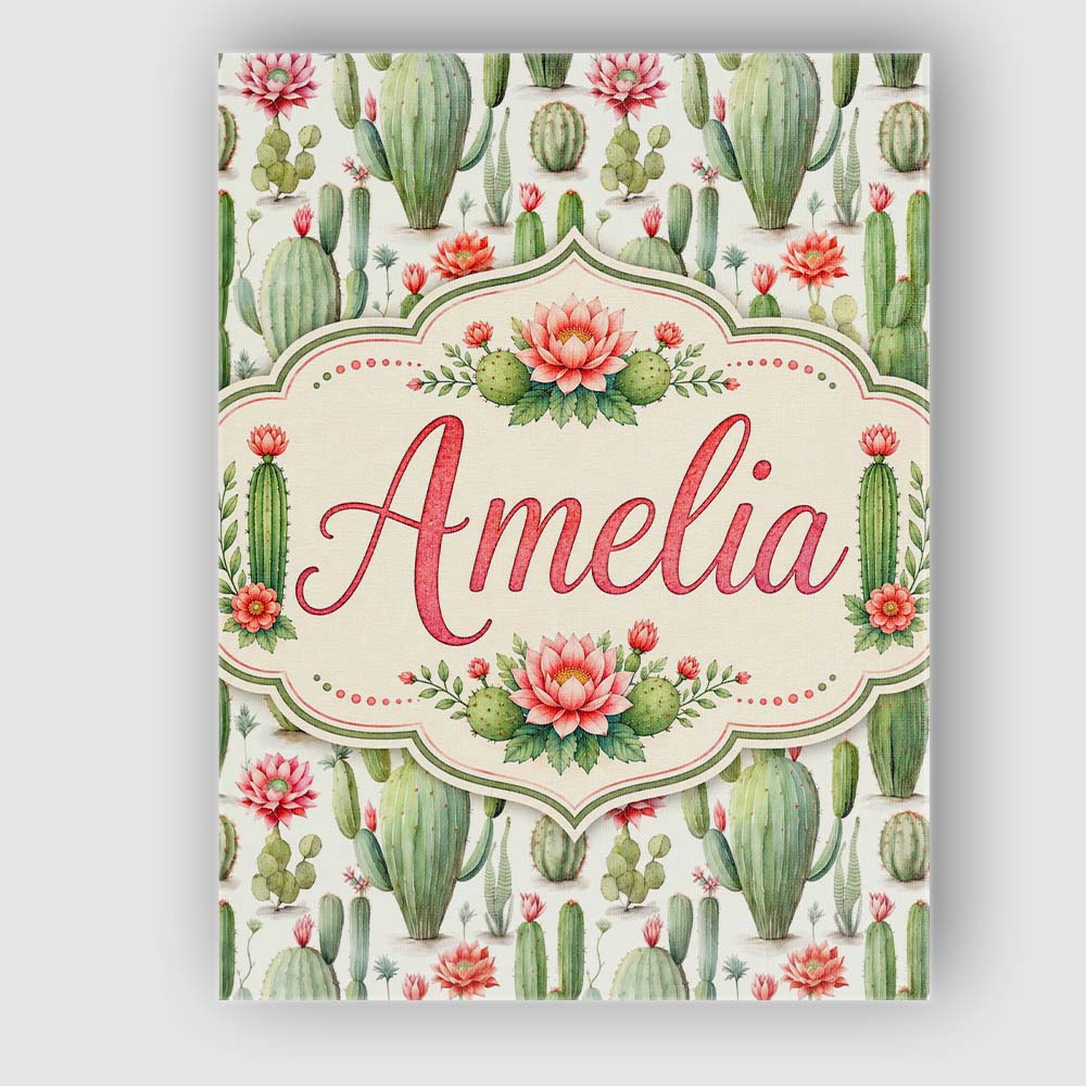 Personalised Name Elegant Desert Cactus Custom  Unique Gift Idea Modern Room Accent Canvas Wall Art Print Decor Picture Ready to Hang