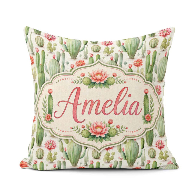 Custom Name Elegant Blooming Flowers Botanical Seamless Pattern Square Filled Cushion Throw Pillow Sofa Bed Home Decor Zip Washable UK Made
