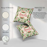 Custom Name Elegant Blooming Flowers Botanical Seamless Pattern Square Filled Cushion Throw Pillow Sofa Bed Home Decor Zip Washable UK Made