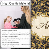 Golden Ornamental Baroque Seamless Classic Luxury Vintage Textile  Personalised Custom Name Super Soft Fleece Blanket Bed Sofa Throw