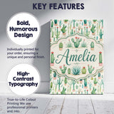 Personalised Name Cute Potted Cactus Custom Premium Decorative Design Modern Room Accent Canvas Wall Art Print Decor Picture Ready to Hang