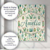 Personalised Name Cute Potted Cactus Custom Premium Decorative Design Modern Room Accent Canvas Wall Art Print Decor Picture Ready to Hang