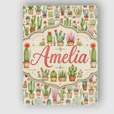 Personalised Name Hand Drawn Potted Succulents Cactus Garden Bespoke  Custom Made Canvas Wall Art Print Decor Picture Ready to Hang