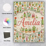Personalised Name Hand Drawn Potted Succulents Cactus Garden Bespoke  Custom Made Canvas Wall Art Print Decor Picture Ready to Hang