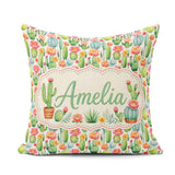 Custom Name Bright Colorful Potted Succulent Collection Seamless Square Filled Cushion Throw Pillow Sofa Bed Home Decor Zip Washable UK Made