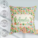 Custom Name Bright Colorful Potted Succulent Collection Seamless Square Filled Cushion Throw Pillow Sofa Bed Home Decor Zip Washable UK Made