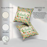 Custom Name Bright Colorful Potted Succulent Collection Seamless Square Filled Cushion Throw Pillow Sofa Bed Home Decor Zip Washable UK Made