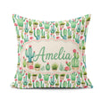 Custom Name Fresh Green with Flowers Watercolor Seamless Pattern Square Filled Cushion Throw Pillow Sofa Bed Home Decor Zip Washable UK Made