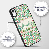 Fresh Green Cactus with Pink Flowers Watercolor Custom Name Protective Phone Case Mobile Cover Durable Everyday Smartphone Shock Resistant
