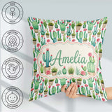 Custom Name Fresh Green with Flowers Watercolor Seamless Pattern Square Filled Cushion Throw Pillow Sofa Bed Home Decor Zip Washable UK Made