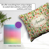 Custom Name Blooming Desert Cactus with Flowers Seamless Pattern Square Filled Cushion Throw Pillow Sofa Bed Home Decor Zip Washable UK Made