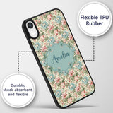 Elegant Vintage Floral Bouquet Garden Seamless Custom Name Protective Phone Case Mobile Cover Durable Everyday Smartphone Shock Resistant