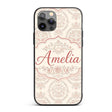 Elegant Vintage Heart Frame Floral Medallion Custom Name Protective Phone Case Mobile Cover Durable Everyday Smartphone Shock Resistant