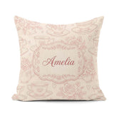 Custom Name Delicate Rose Teacup Floral Romantic Seamless Design Square Filled Cushion Throw Pillow Sofa Bed Home Decor Zip Washable UK Made