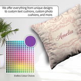 Custom Name Delicate Rose Teacup Floral Romantic Seamless Design Square Filled Cushion Throw Pillow Sofa Bed Home Decor Zip Washable UK Made