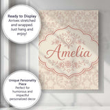 Personalised Name Ornate Rose Heart Vine Custom  Unique Gift Idea Elegant Feature Canvas Wall Art Print Decor Picture Ready to Hang