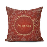 Custom Name Christmas Snowflake Background Pattern Design Winter Square Filled Cushion Throw Pillow Sofa Bed Home Decor Zip Washable UK Made