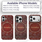 Christmas Snowflake Red Background Printed Design Custom Name Protective Phone Case Mobile Cover Durable Everyday Smartphone Shock Resistant