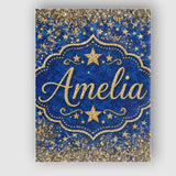 Personalised Name Blue Galaxy Gold Star Custom  Modern Room Accent Elegant Feature Canvas Wall Art Print Decor Picture Ready to Hang