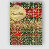 Personalised Name Green Red Tartan Gold Custom  Modern Room Accent Elegant Feature Canvas Wall Art Print Decor Picture Ready to Hang
