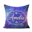 Custom Name Snowflake Bokeh Winter Seamless Pattern Design Soft Square Filled Cushion Throw Pillow Sofa Bed Home Decor Zip Washable UK Made