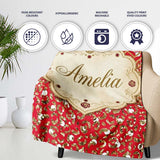 Red Gold Chevron Glitter Leopard Seamless Pattern Design Bold Lovely  Personalised Custom Name Super Soft Fleece Blanket Bed Sofa Throw