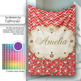 Red Gold Chevron Glitter Leopard Seamless Pattern Design Bold Lovely  Personalised Custom Name Super Soft Fleece Blanket Bed Sofa Throw