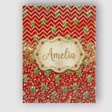 Personalised Name Red Chevron Christmas Custom  Modern Room Accent Elegant Feature Canvas Wall Art Print Decor Picture Ready to Hang