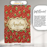 Red Chevron Christmas Tree Glitter Seamless Pattern Design Holiday  Personalised Custom Name Super Soft Fleece Blanket Bed Sofa Throw