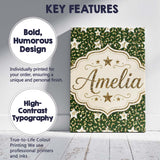 Personalised Name Green Gold Leopard Custom Premium Decorative Design Modern Room Accent Canvas Wall Art Print Decor Picture Ready to Hang