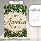 Green Gold Leopard Glitter Star Seamless Pattern Design Festive  Personalised Custom Name Super Soft Fleece Blanket Bed Sofa Throw