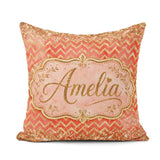 Custom Name Red Gold Chevron Glitter Marble Seamless Design Bold Square Filled Cushion Throw Pillow Sofa Bed Home Decor Zip Washable UK Made