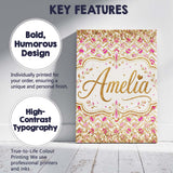 Personalised Name Pink Gold Chevron Glitter Custom  Bespoke Interior Contemporary Canvas Wall Art Print Decor Picture Ready to Hang
