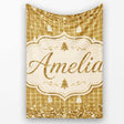 Gold Grid Christmas Tree Glitter Leopard Seamless Pattern Design  Personalised Custom Name Super Soft Fleece Blanket Bed Sofa Throw