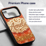 Gold Glitter Drip Red Plaid Star Seamless Pattern Custom Name Protective Phone Case Mobile Cover Durable Everyday Smartphone Shock Resistant