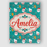 Personalised Name Cute Santa Mrs Claus Custom  Modern Room Accent Elegant Feature Canvas Wall Art Print Decor Picture Ready to Hang
