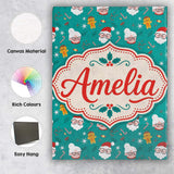 Personalised Name Cute Santa Mrs Claus Custom  Modern Room Accent Elegant Feature Canvas Wall Art Print Decor Picture Ready to Hang