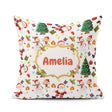 Custom Name Santa Snowman Christmas Tree Seamless Pattern Design Square Filled Cushion Throw Pillow Sofa Bed Home Decor Zip Washable UK Made