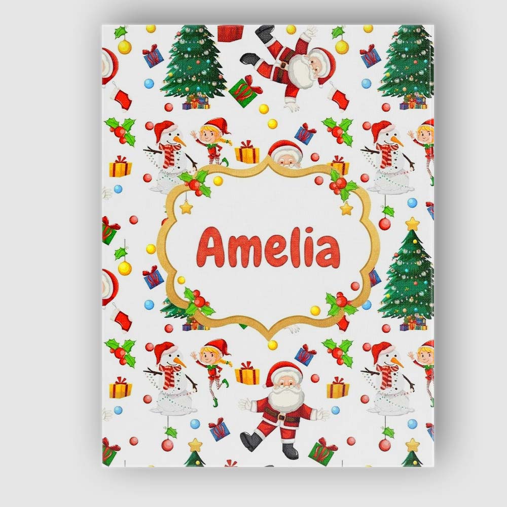 Personalised Name Santa Snowman Christmas Custom  Unique Gift Idea Elegant Feature Canvas Wall Art Print Decor Picture Ready to Hang