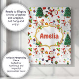 Personalised Name Santa Snowman Christmas Custom  Unique Gift Idea Elegant Feature Canvas Wall Art Print Decor Picture Ready to Hang