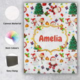 Personalised Name Santa Snowman Christmas Custom  Unique Gift Idea Elegant Feature Canvas Wall Art Print Decor Picture Ready to Hang