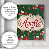 Personalised Name Christmas Stocking Candy Custom  Unique Gift Idea Elegant Feature Canvas Wall Art Print Decor Picture Ready to Hang